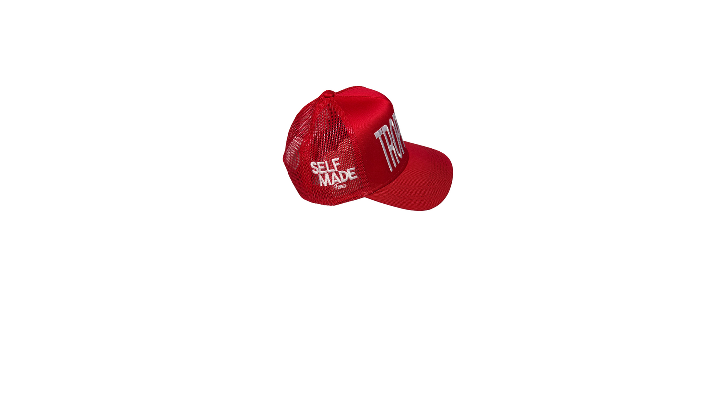 RED TRUCKER HAT